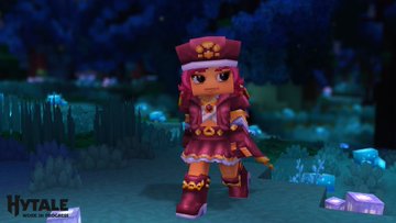 Cosmético de Hytale con atuendo rojo y dorado